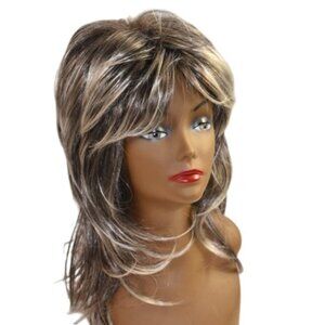 Hivision 100% Synthetic Long Two Tone Gray Layered Wig